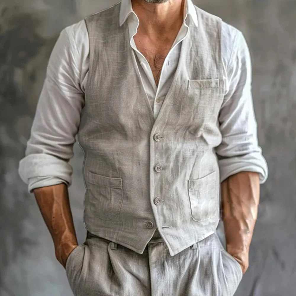 Formal Waistcoat Vest - Gilet di lino da uomo Gilet