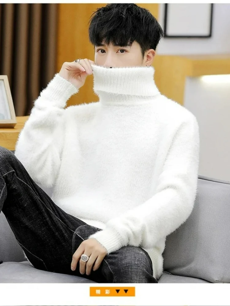 Turtleneck Sweater Men - Pullover bianco dolcevita maglione da uomo