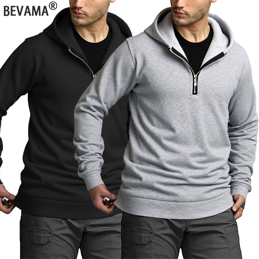 Mens Fashion Quarter Zip - Felpe con cappuccio da uomo con