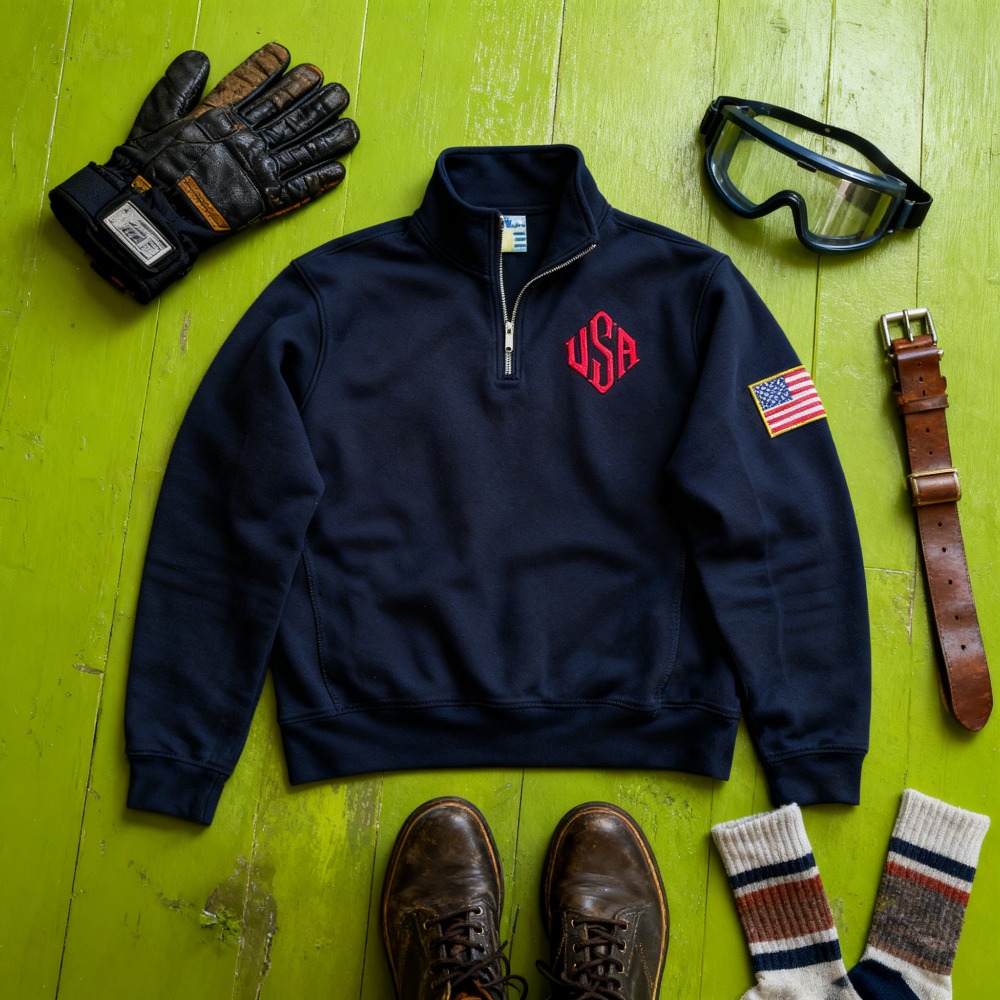 Felpe con Patch Bandiera Ameri - Mens Fashion Quarter Zip recensione e prezzo