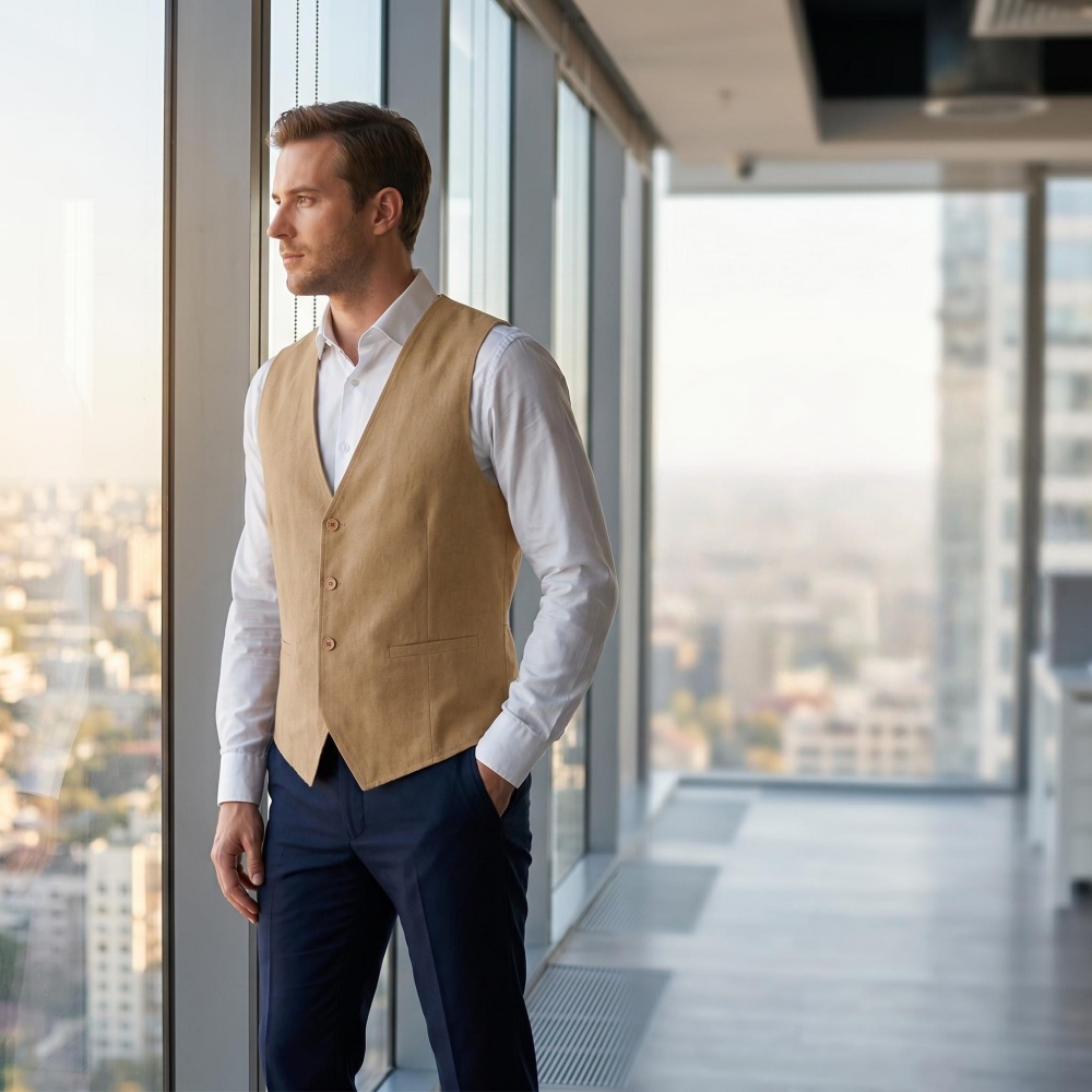 Gilet da uomo in lino con scol - Formal Waistcoat Vest recensione e prezzo
