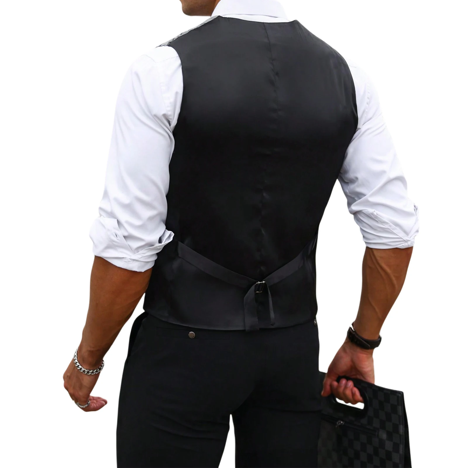 Gilet da Uomo Grigio a Quadri, - Formal Waistcoat Vest recensione e prezzo