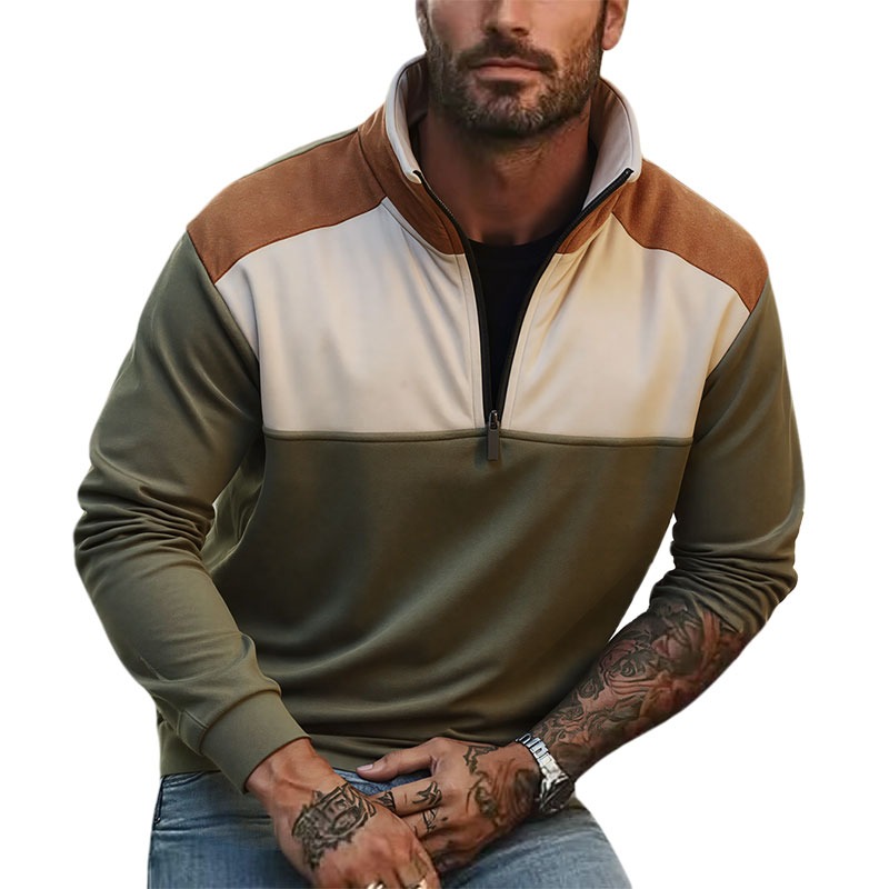 UETEEY Felpe patchwork con zip - Mens Fashion Quarter Zip recensione e prezzo