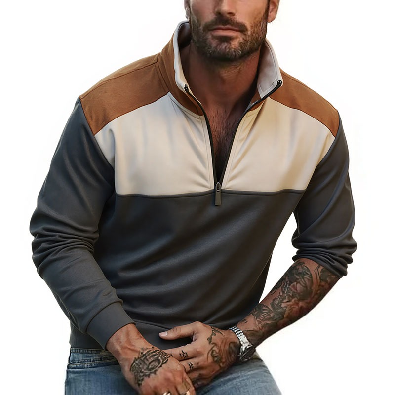 UETEEY Felpe patchwork con zip - Mens Fashion Quarter Zip recensione e prezzo